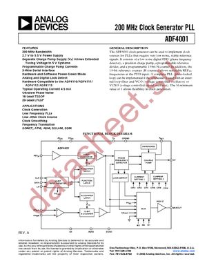 ADF4001BCPZ-RL7 datasheet  
